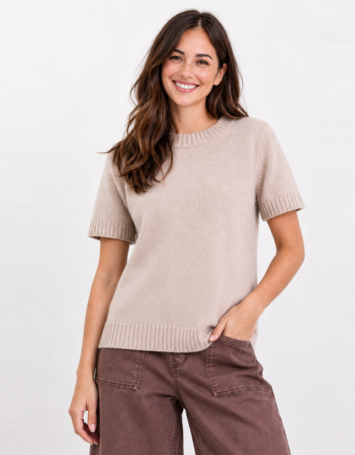 Goddess Wool Cashmere Knit Tee - Oat
