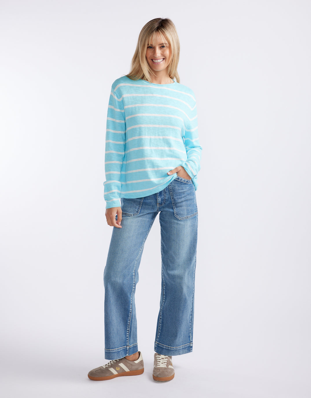 Harper Sweater - Ice Blue/White