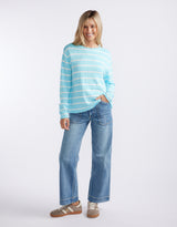 Harper Sweater - Ice Blue/White