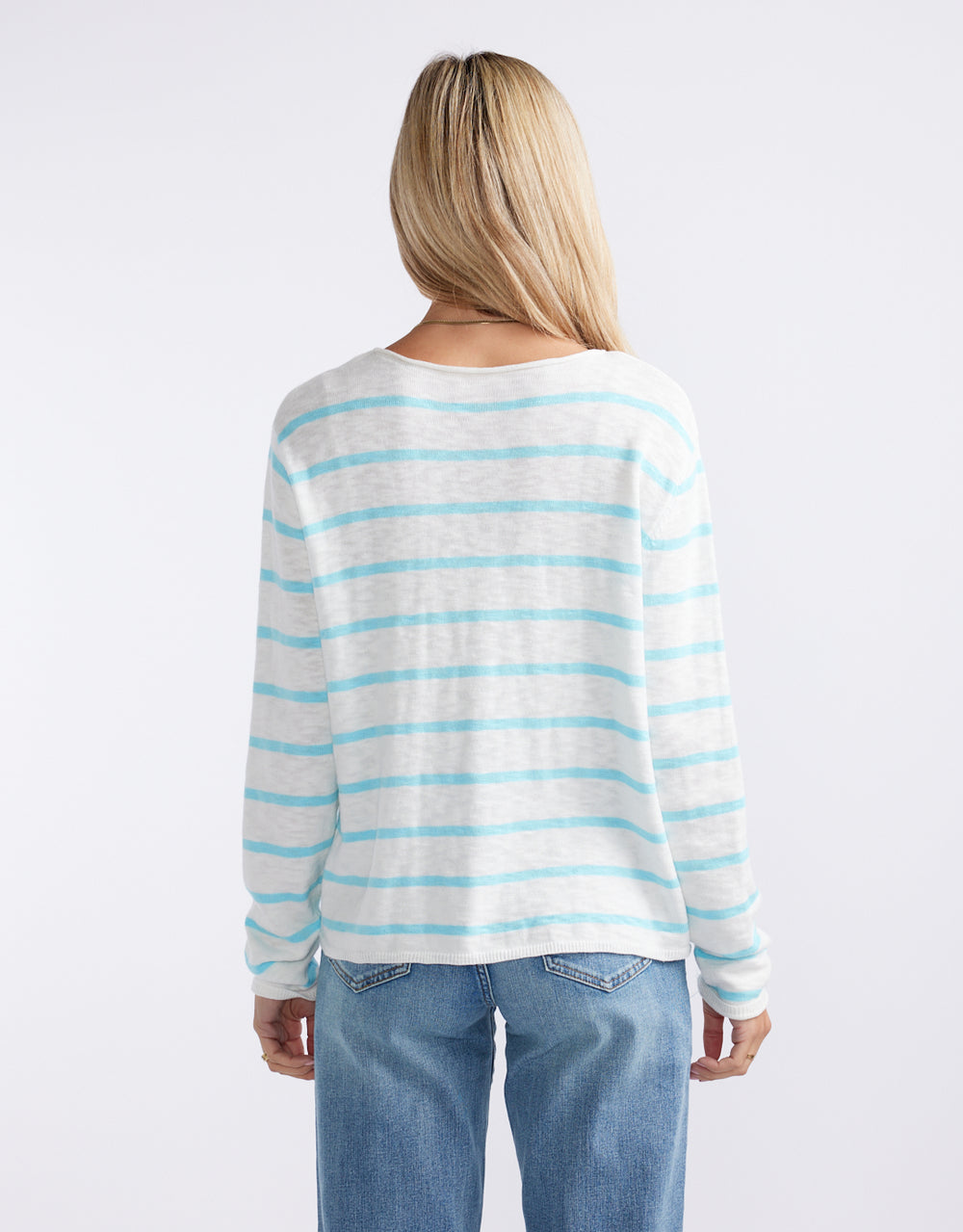 Harper Sweater- White/Ice Blue