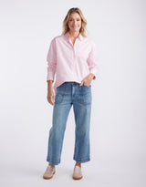 Hayley Classic Shirt - Pale Pink Stripe