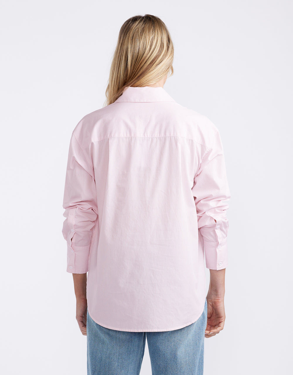 Hayley Classic Shirt - Pale Pink Stripe