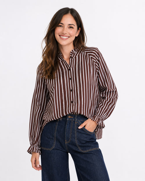 Holly Blouse - Choc/White