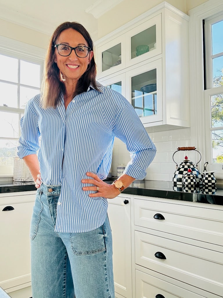 Hayley Classic Shirt - Blue/White Stripe