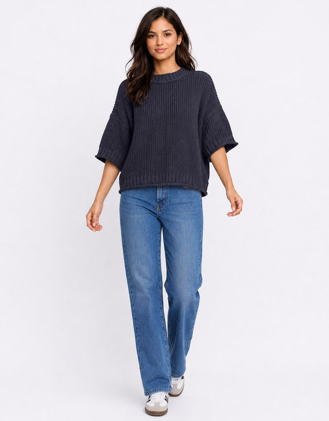 Luela Short Sleeve Knit - Navy