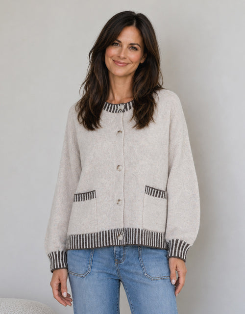 Macie Wool Blend Cardi - Latte/Choc