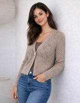 Mayfair Wool Blend Cardigan - Mocha