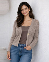 Mayfair Wool Blend Cardigan - Mocha