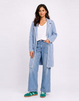 Noa Blanket Stitch Coatigan - Blue