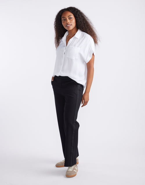 Timeless Straight Leg Ponte Pant - Black On Black