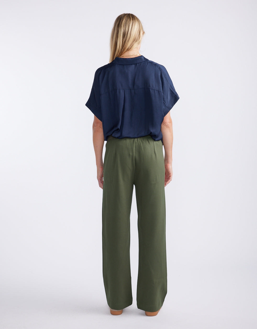 Timeless Straight Leg Ponte Pant - Khaki / Navy