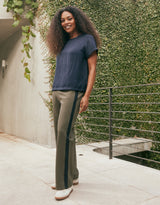 Timeless Straight Leg Ponte Pant - Khaki / Navy