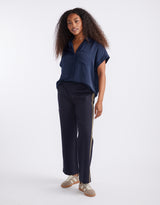 Timeless Straight Leg Ponte Pant  - Navy/Khaki