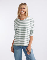 Relaxed Long Sleeve T-Shirt - Sage/Cream