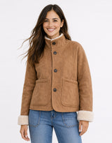 Reversible Sherpa Jacket - Camel/Ecru