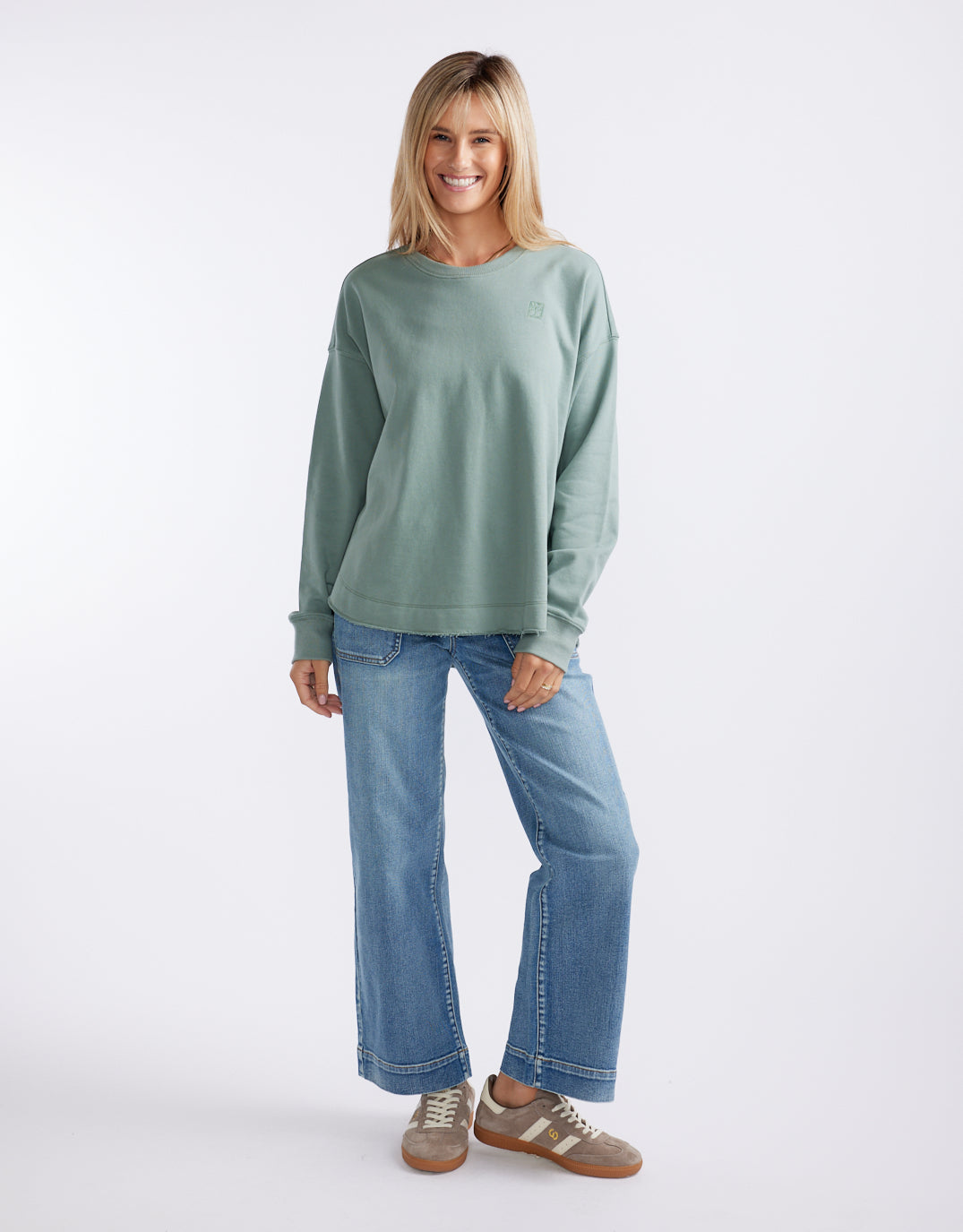 Staple Scoop Hem Sweat - Sage