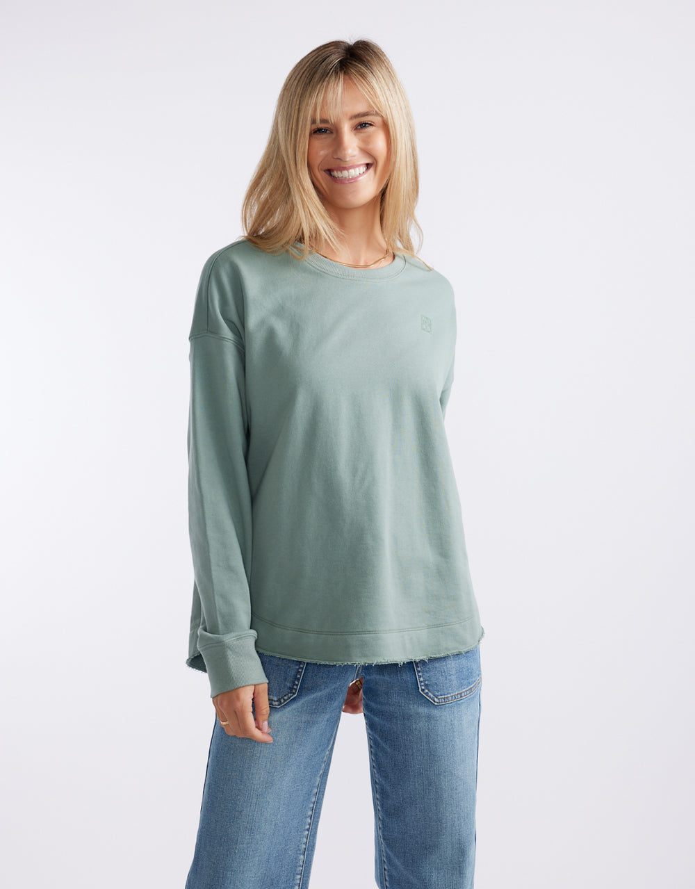 Staple Scoop Hem Sweat - Sage