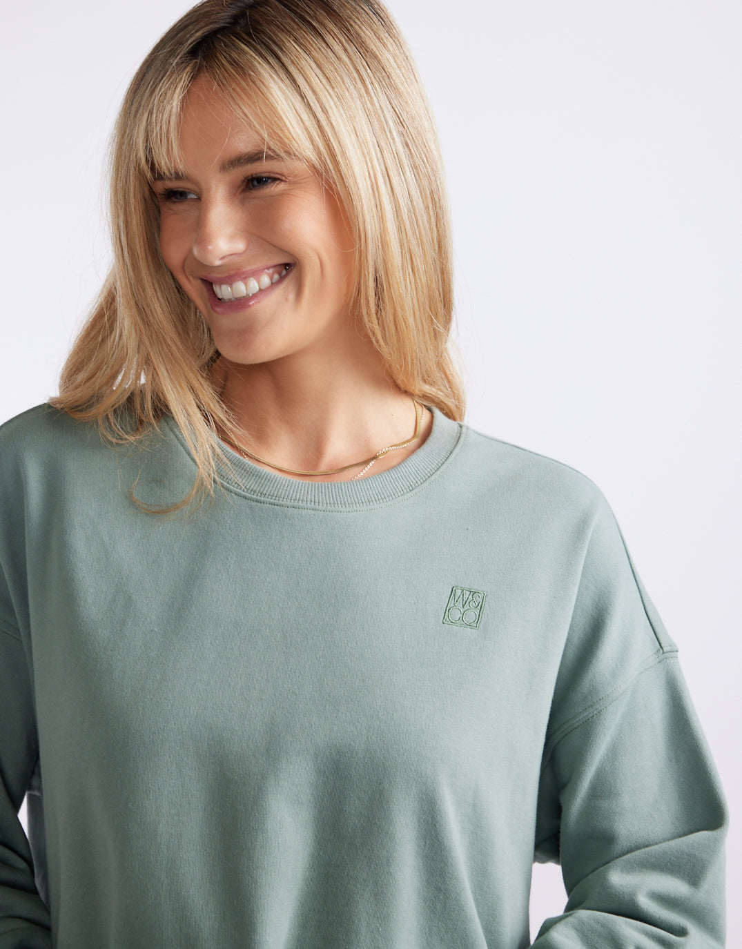 Staple Scoop Hem Sweat - Sage