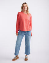Staple Scoop Hem Sweat - Washed Red