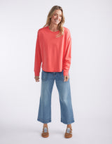 Staple Scoop Hem Sweat - Washed Red