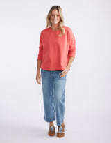 Staple Scoop Hem Sweat - Washed Red