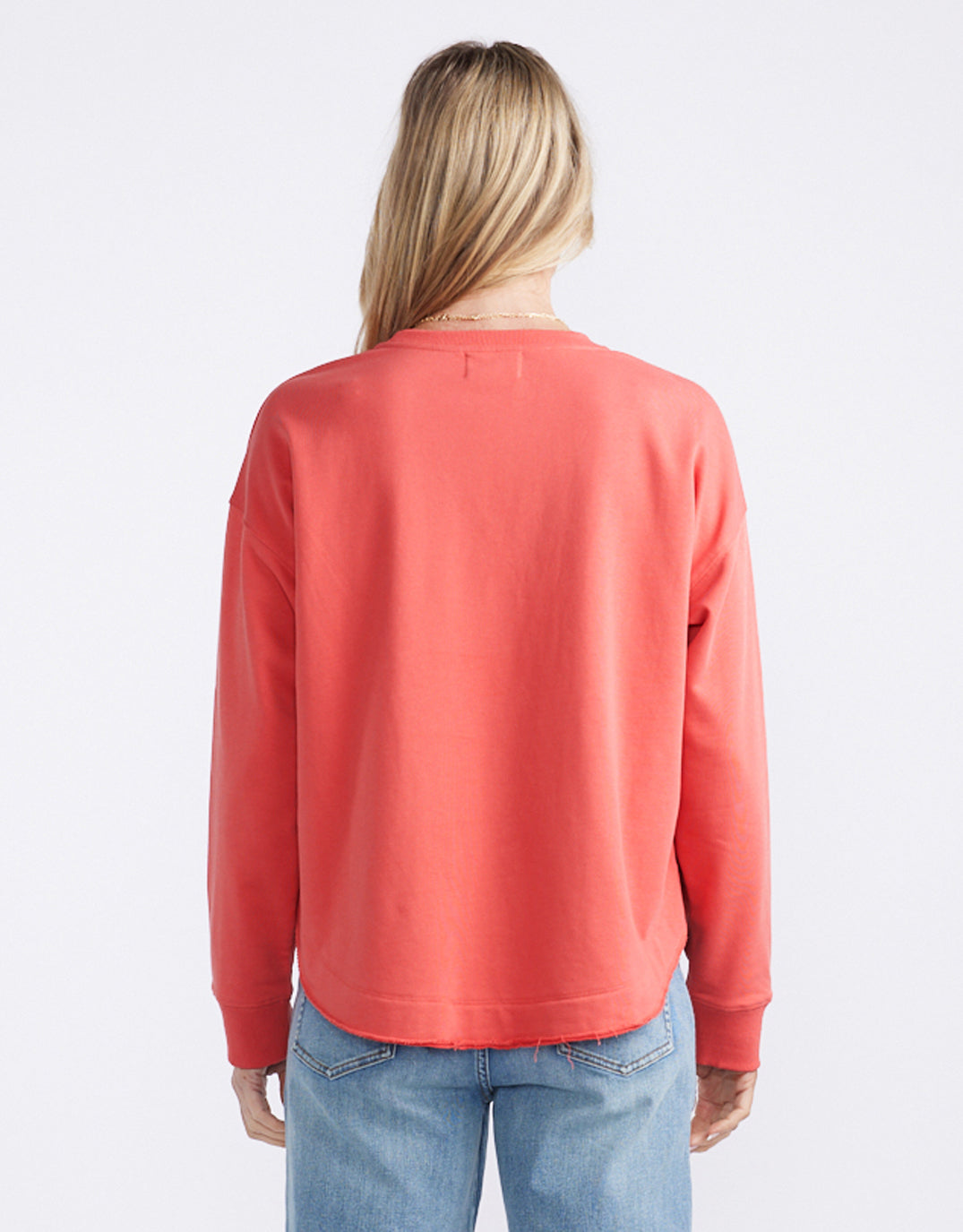 Staple Scoop Hem Sweat - Washed Red