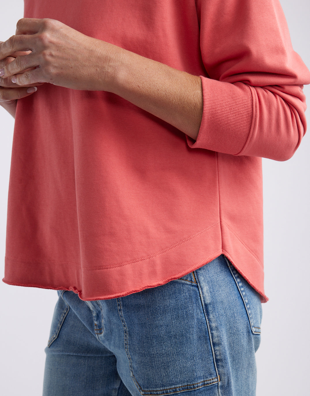 Staple Scoop Hem Sweat - Washed Red