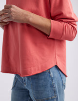 Staple Scoop Hem Sweat - Washed Red