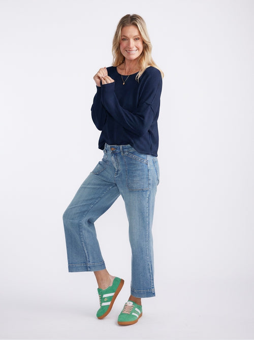 Sorrento Raw Edge Knit - French Navy