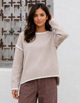 Tori Trim Knit - Latte/White