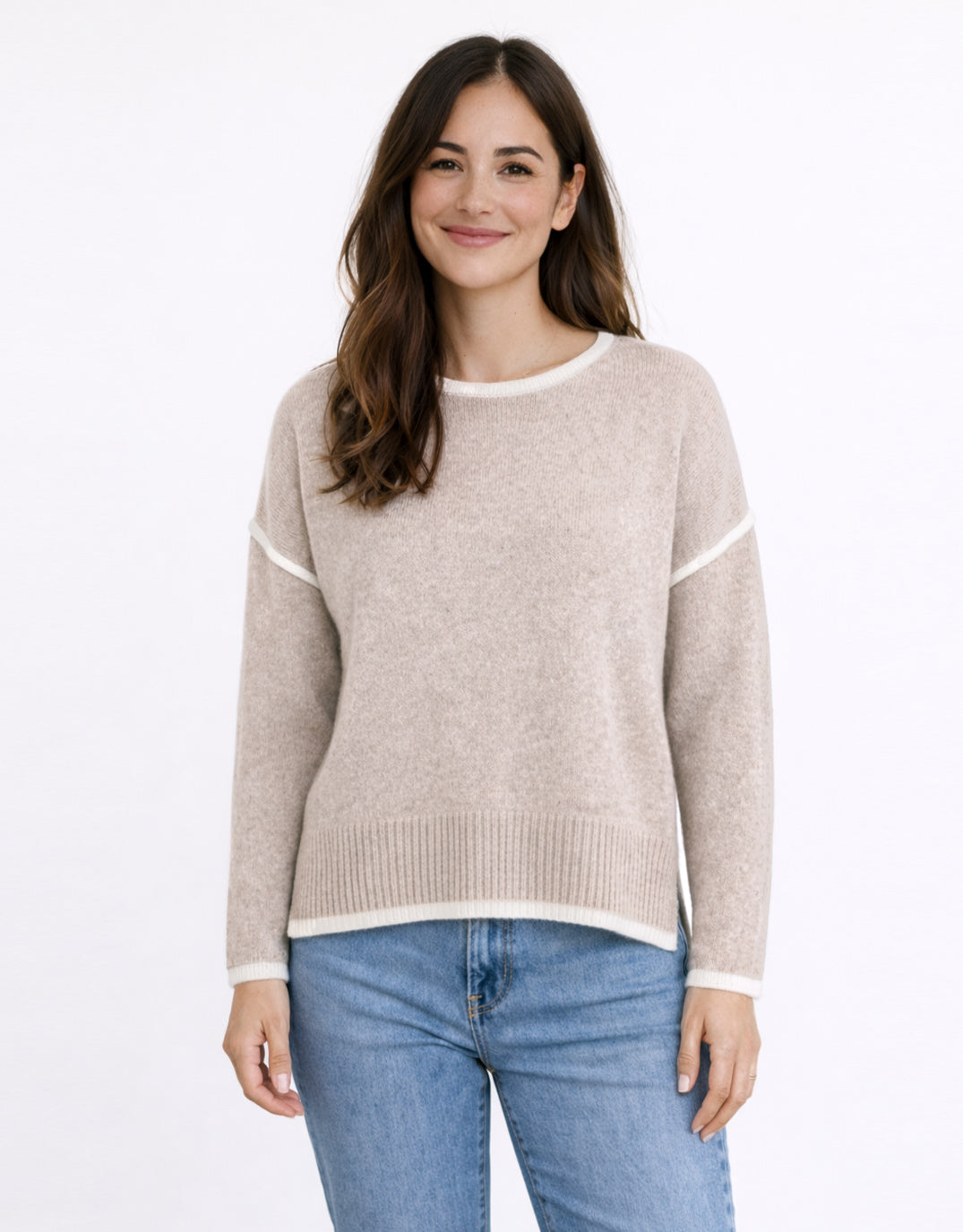 Tori Trim Knit - Warm Beige