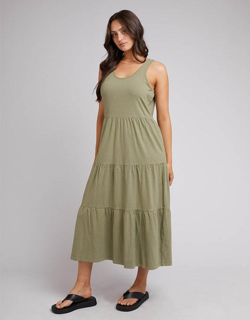 All About Eve - All About Eve Linen Midi Dress - Khaki - White & Co Living Dresses