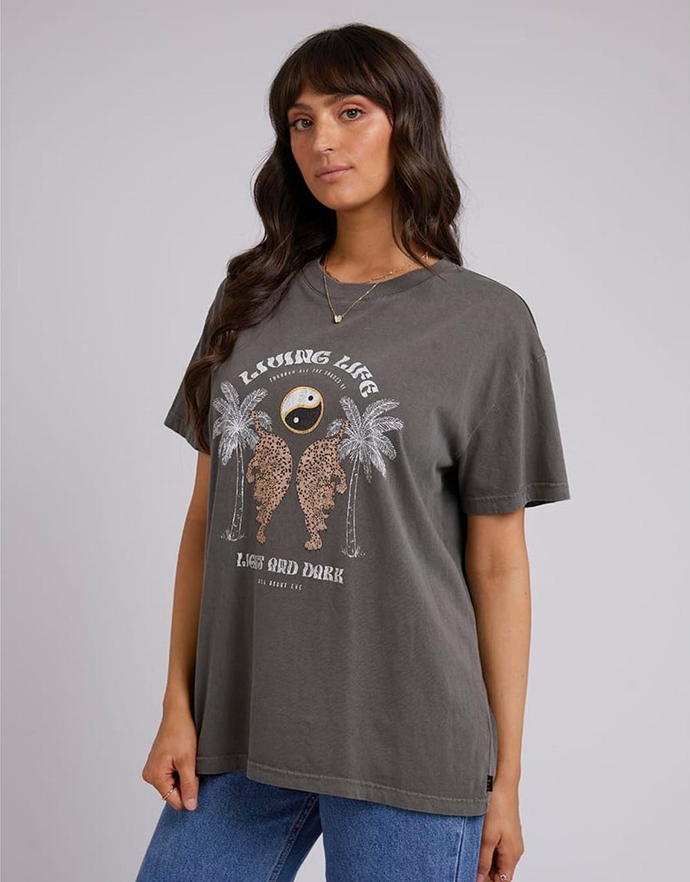 All About Eve - Living Life Standard Tee - Charcoal - paulaglazebrook Tops