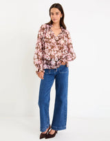 among-the-brave-odyssey-floral-shirred-neck-top-blush-chocolate-womens-clothing