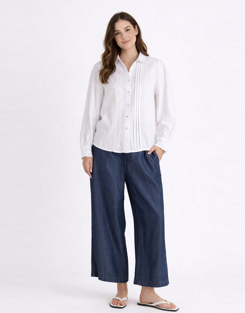 Lucille Lyocell Pleated Shirt - White