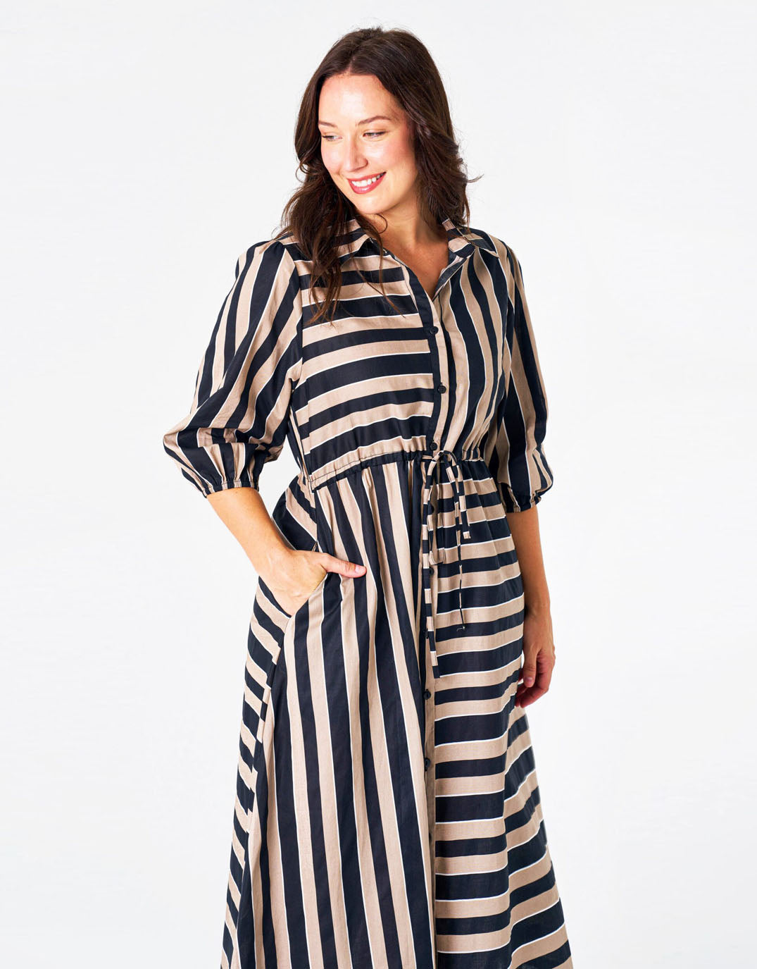 boho-australia-moss-midi-dress-brown-tan-stripes-womens-clothing