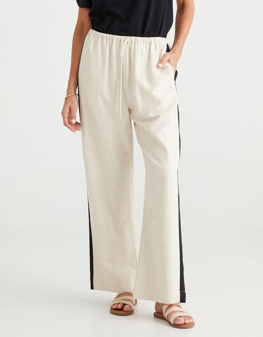 Brave + True - Second Valley Pants - Natural/Black - White & Co Living Pants