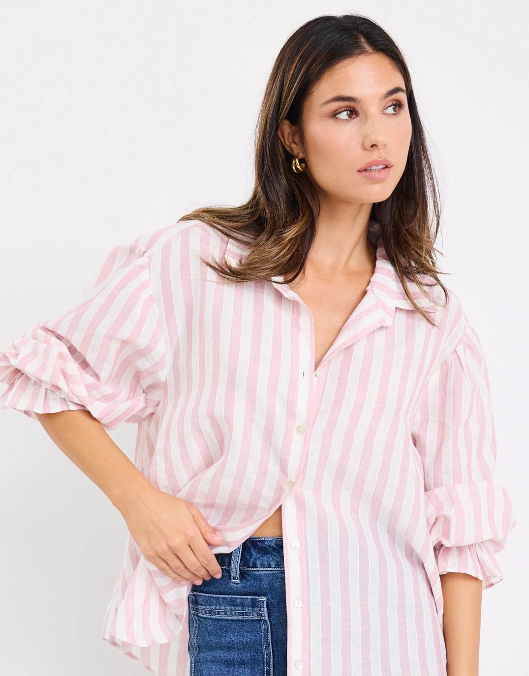 by-rosa-connection-button-front-blouse-pink-stripe-womens-clothing
