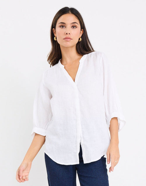 by-rosa-deity-linen-button-through-puff-sleeve-white-womens-clothing