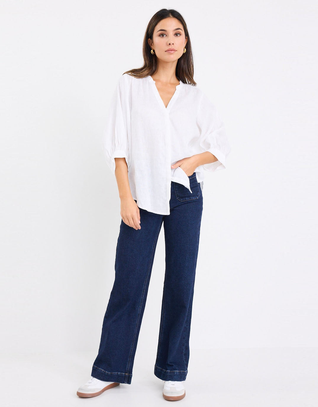 by-rosa-deity-linen-button-through-puff-sleeve-white-womens-clothing