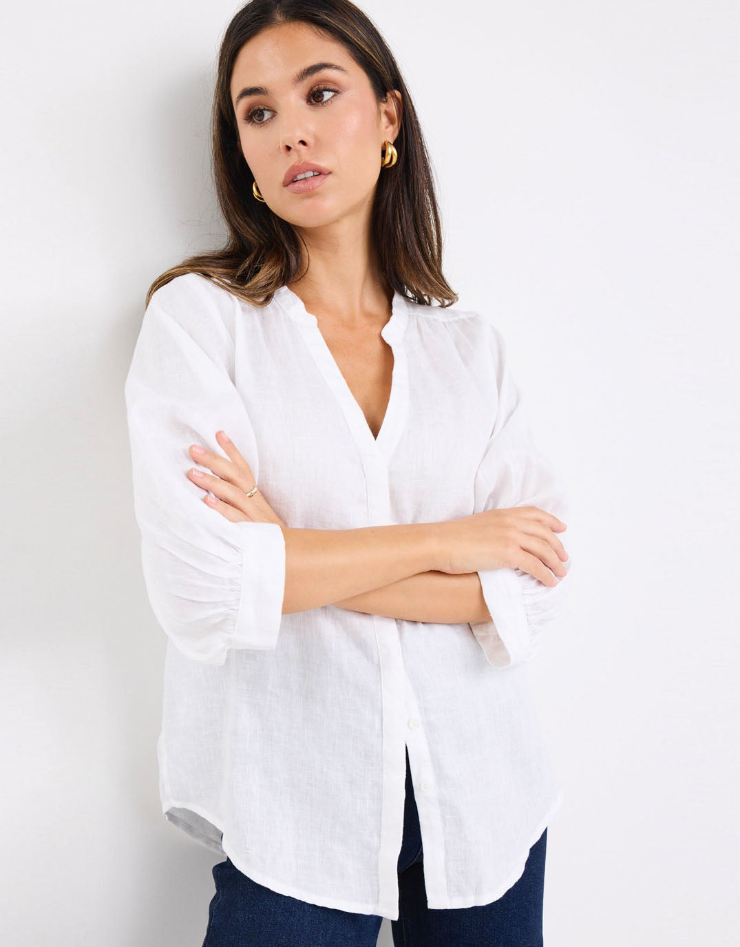 by-rosa-deity-linen-button-through-puff-sleeve-white-womens-clothing