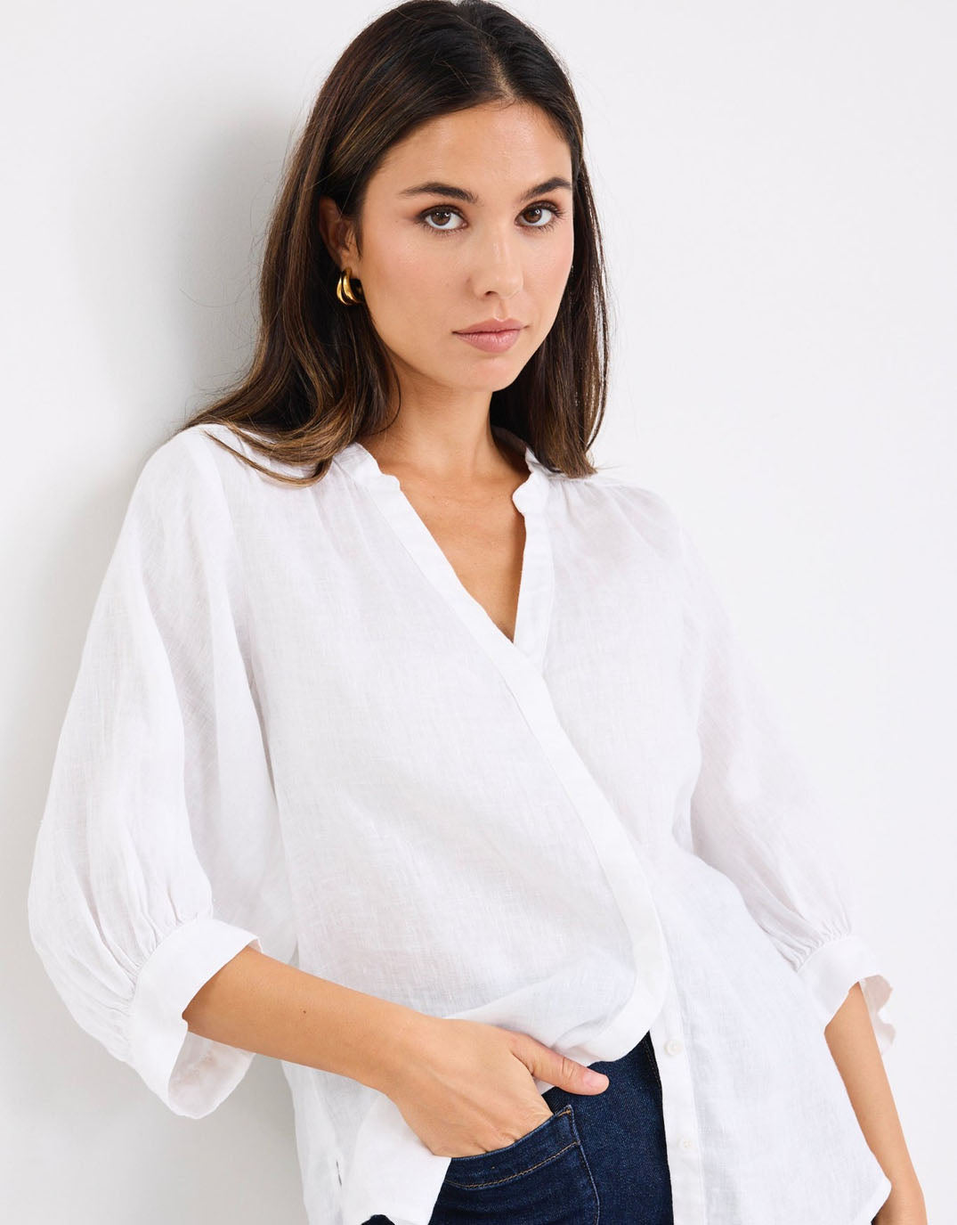 by-rosa-deity-linen-button-through-puff-sleeve-white-womens-clothing