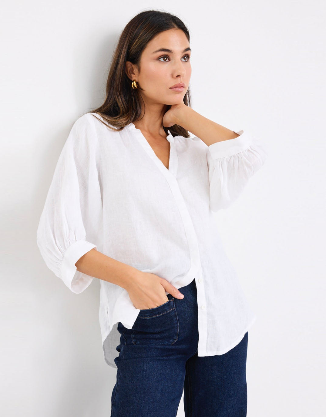 by-rosa-deity-linen-button-through-puff-sleeve-white-womens-clothing