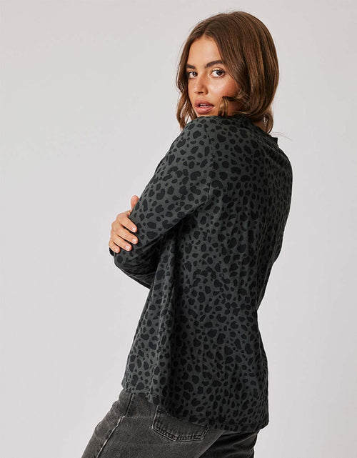 Cartel & Willow - Lola Long Sleeve Top - Charcoal Leopard - White & Co Living Tops