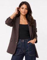 Diploma Two Button Vent Sleeve Blazer - Dark Chocolate