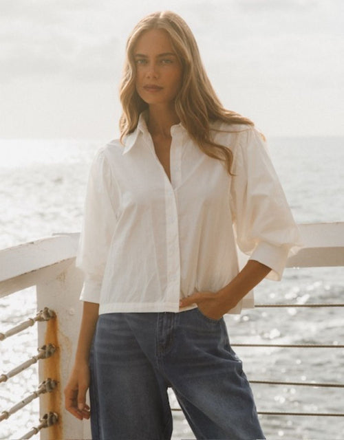 Iria Cropped Cotton Shirt - White