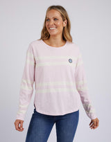 Elm - Allegra Long Sleeve Tee - Powder Pink/White Stripe - White & Co Living Tops