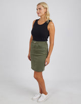 paulaglazebrook. | Elm Clothing | Belle Denim Skirt - Washed Khaki | Denim Skirts Australia