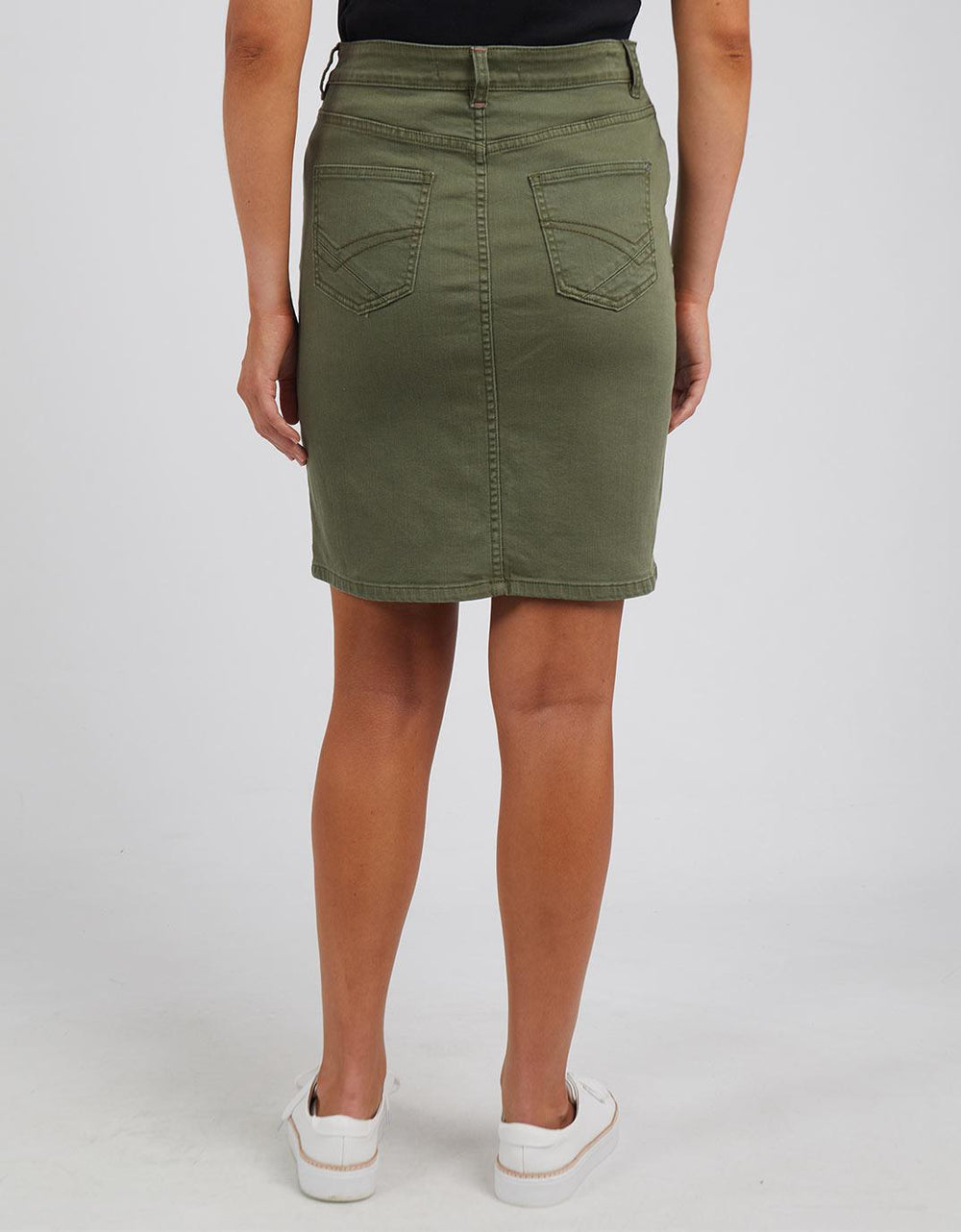 paulaglazebrook. | Elm Clothing | Belle Denim Skirt - Washed Khaki | Denim Skirts Australia