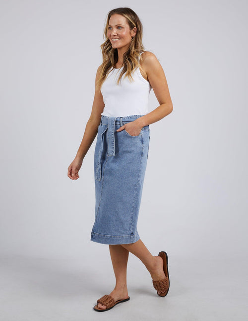 Elm - Emily Denim Skirt - Light Blue Wash - White & Co Living Skirts